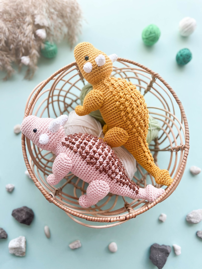 Crochet Dinosaurs: dilophosaurus, pterodactyl, ankylosaurs and triceratops/Pattern/PDF/ English only/ Amigurumi, Dinosaurs, Dinosaurs toys image 6