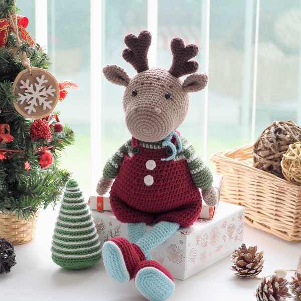 Renne de Noël au crochet/Motif/PDF/Anglais uniquement/Jouet de Noël, jouet de décoration de Noël, amigurumi, renne au crochet, jouet de renne