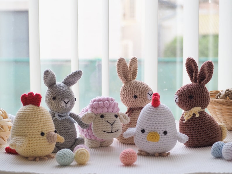 Crochet Easter Decoration: bunnies, sheep's, chick and eggs, Pattern, PDF, English, Easter toys, Amigurumi, Handmade, Easter ornaments image 9