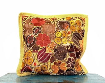 Mexican Floral Embroidered Pillow Cover, Cotton Decorative Pillow