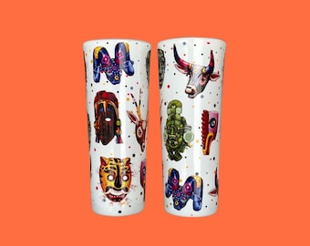 Mexikanska Alebrije Tequila-shotglas, folkkonstglas (set om 2)
