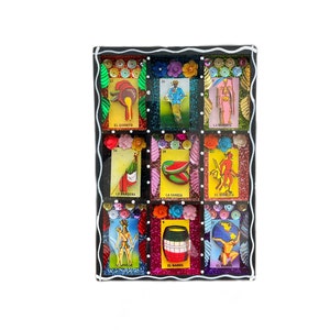 Caja de sombras mexicana, arte de lotería, arte popular mexicano