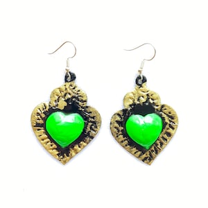 Mexican heart earrings, Mexican jewelry, Mexican earrings
