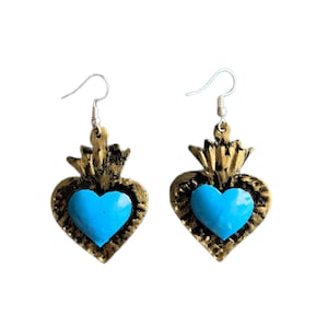 Mexican heart earrings, Mexican jewelry, Mexican earrings
