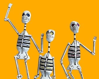 Day of the dead skull paper mache, Mexican folk art, day of the dead art, paper mache skeleton