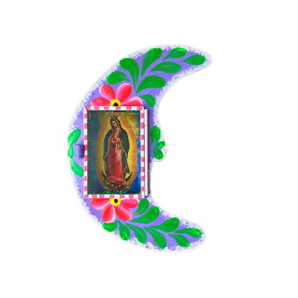 Virgen de Guadalupe tin nicho, lady of Guadalupe tin retablo, Mexican folk art