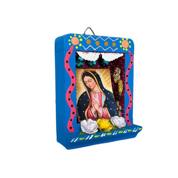 Lady of Guadalupe nicho, Mexican retablo, Virgen de Guadalupe nicho