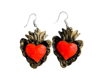 Mexican heart earrings, Mexican jewelry, Mexican earrings