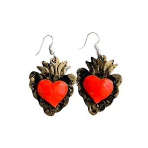 Mexican heart earrings, Mexican jewelry, Mexican earrings