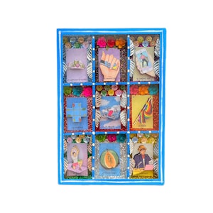 Lotería mexicana, caja de sombras mexicana, arte popular mexicano, nicho mexicano