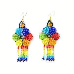 Huichol earrings, Mexican earrings, huichol jewelry