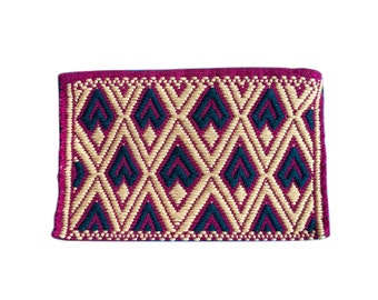 Mexican Woven Coin Purse, Hand Embroidered Fabric Wallet