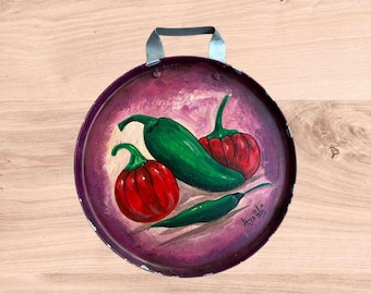 Comal mexicano pintado a mano, arte de pared de cocina, decoración popular