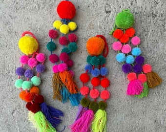 3 Pieza Borla Bolso Encanto Llavero Con Borlas De Colores Para Mujer