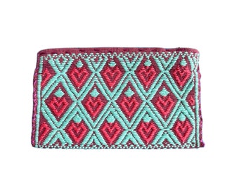 Handmade Embroidered Mexican Coin Purse, Zipper Pouch
