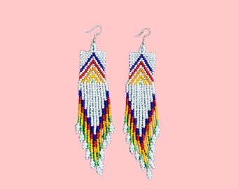 Handmade Huichol Beaded Earrings, Mexican earrings