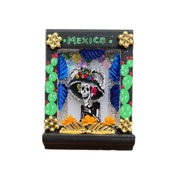 Mexican nicho box, mexican altar, mexican shadow box, day of the dead art
