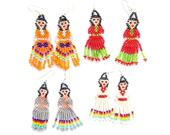 Huichol Beaded Earrings, Mexican Jewelry
