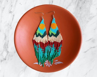 Huichol Beaded Earrings, Mexican Jewelry