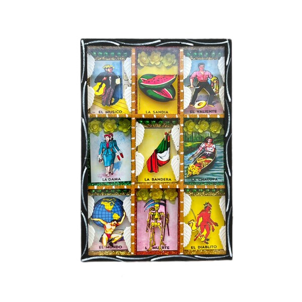 Loteria nicho, mexican shadow box, loteria art