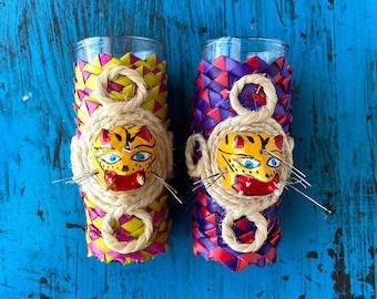 Tequila-shotglas, mexikansk fiesta-dekor (set om 2)