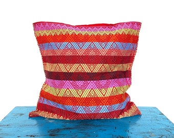 Mexican Embroidered Pillow Cover, Colorful Home Decor
