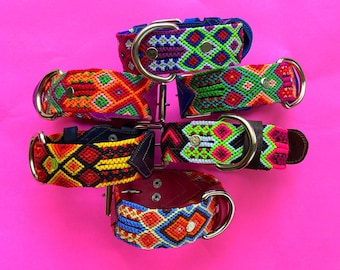 Embroidered Leather Mexican Dog Collar