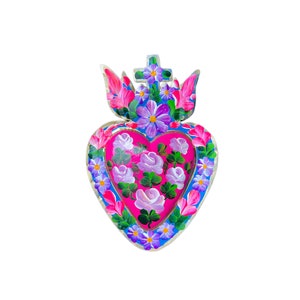 Mexican tin heart, Mexican sacred heart, milagro heart, Mexican wall art