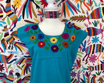 Mexican embroidered blouse, floral Mexican blouse