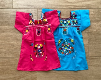Hand Embroidered Mexican Baby Dress, Colorful Fiesta Dress