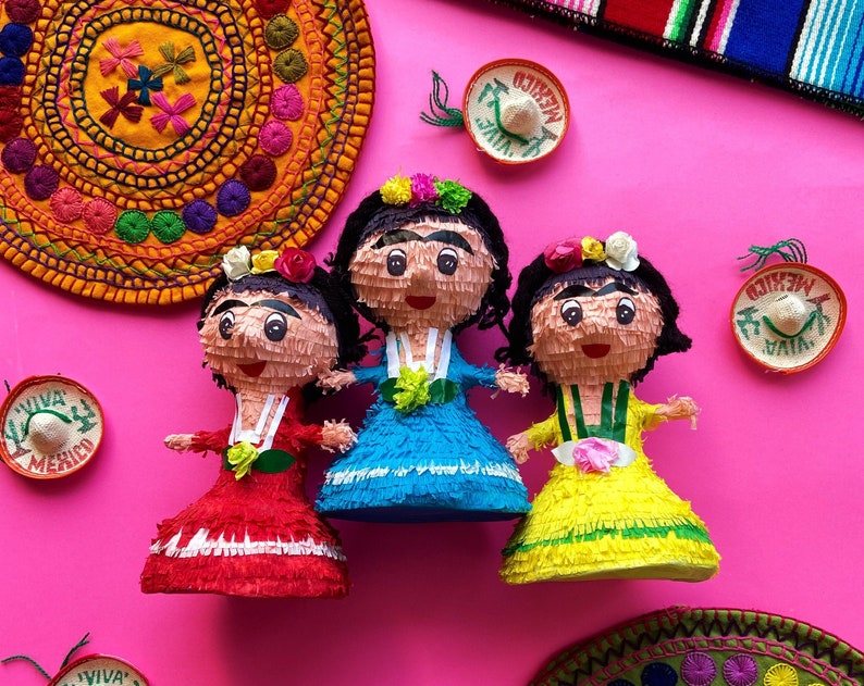 Mini pinata Frida mini pinata Fiesta decorations Mexican party decorations Set of 2
