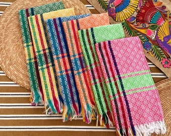 Colorful Mexican Napkins: Striped Kitchen Linens, Set of 4 or 6