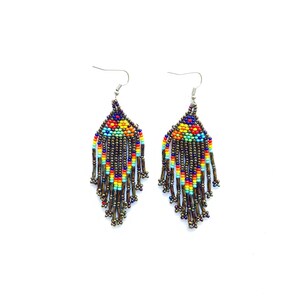 Huichol earrings, Mexican earrings, mexican jewelry
