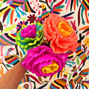 Mexican Paper Flowers Photo Wall Tissue Pom Poms Multicolor Multicolor  Medium Wedding Flowers Set of 10 