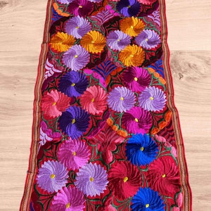 Mexican embroidered table runner, mexican table runner