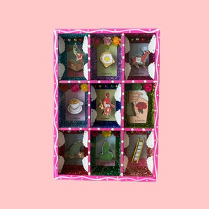 Millennials Loteria, mexikanische Schattenbox, mexikanische Volkskunst, mexikanisches Nicho
