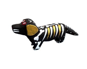 Miniatur Alebrije Hund, Tag der Toten, Volkskunst, 5 cm