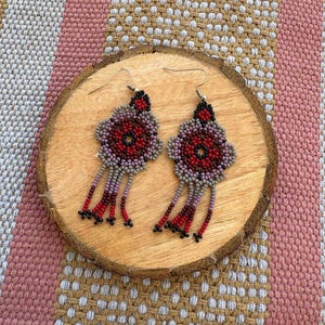 Huichol earrings, Mexican earrings, huichol jewelry, mexican beaded earrings
