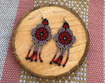 Huichol Beaded Earrings, Mexican Jewelry