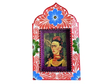 Mexican tin nicho, Mexican wall decor, Frida wall decor, Frida art