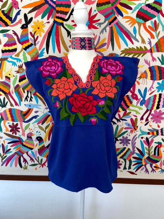 Mexican Embroidered Blouse Floral Mexican Blouse - Etsy