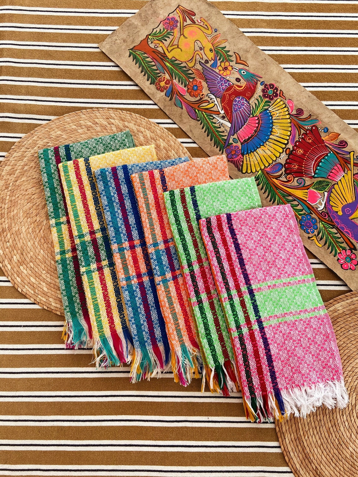 Mexican napkins Mexican dish towel Mexican napkin cloth set Etsy