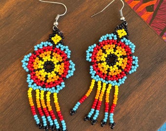 Huichol Beaded Earrings, Mexican Jewelry