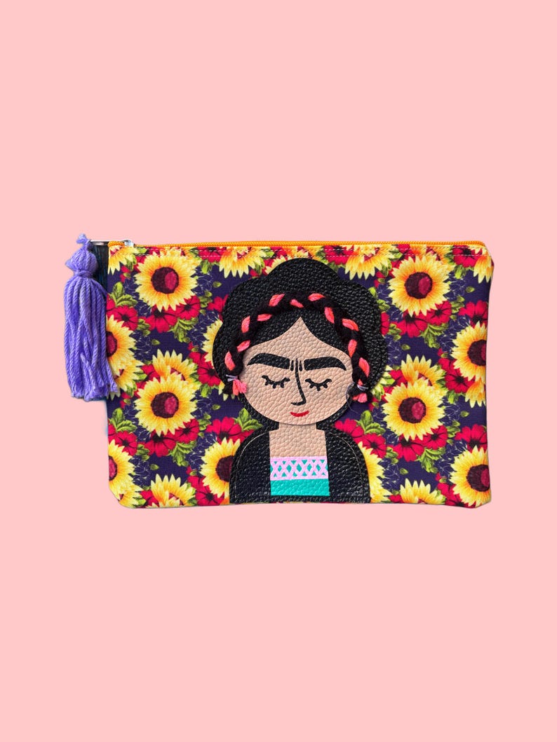 MexiBrandCo Frida Kahlo Zipper Pouch - Thumbnail 3