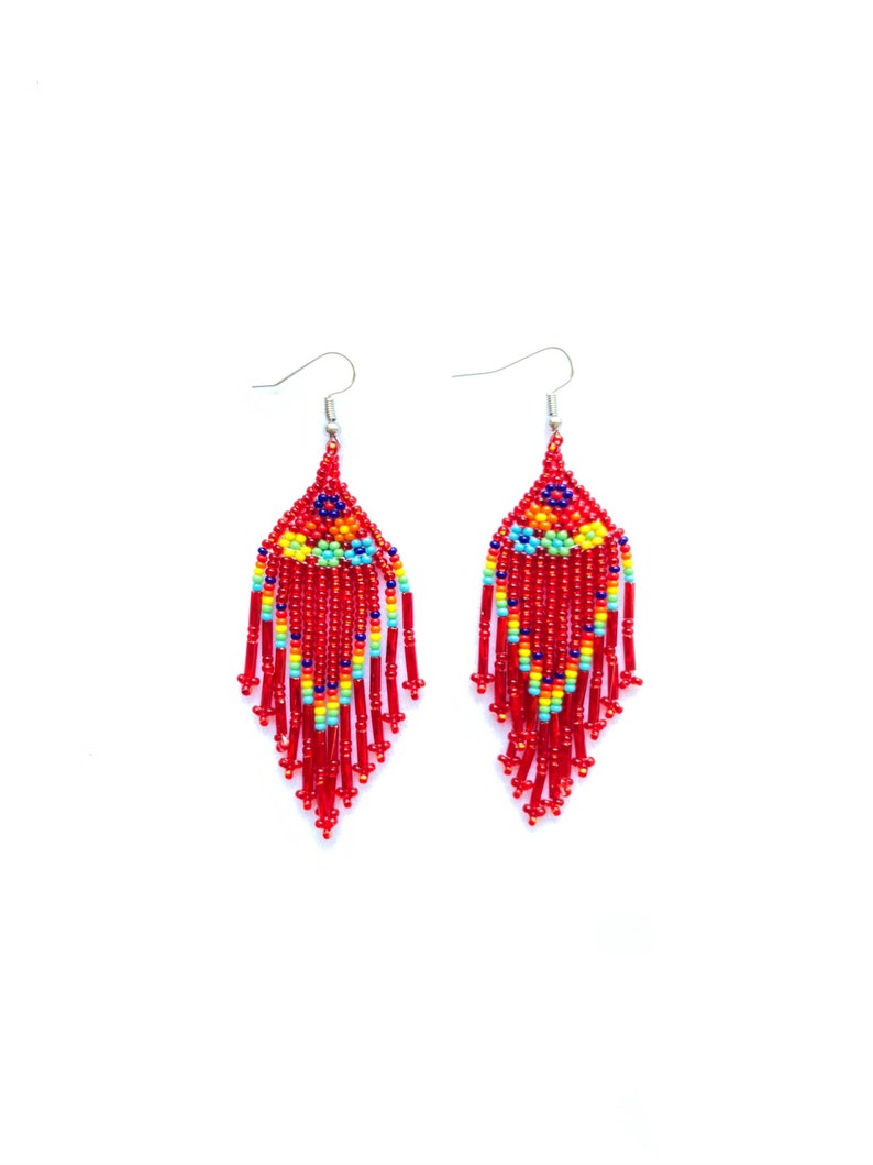 Huichol earrings Mexican earrings huichol jewelry Mexican doll earrings