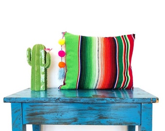Serape pillow, serape fabric, Mexican decor, Mexican pillow, Embroidered pillow, Mexican fabric, Bohemian pillow