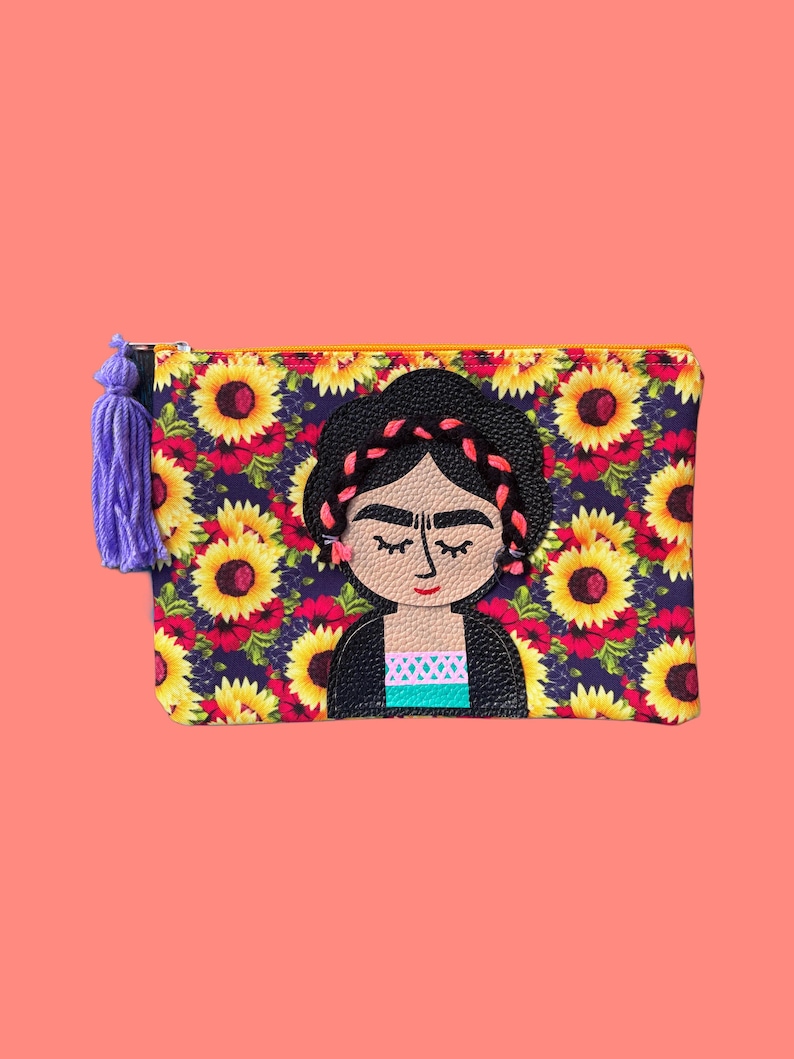 MexiBrandCo Frida Kahlo Zipper Pouch - Thumbnail 2
