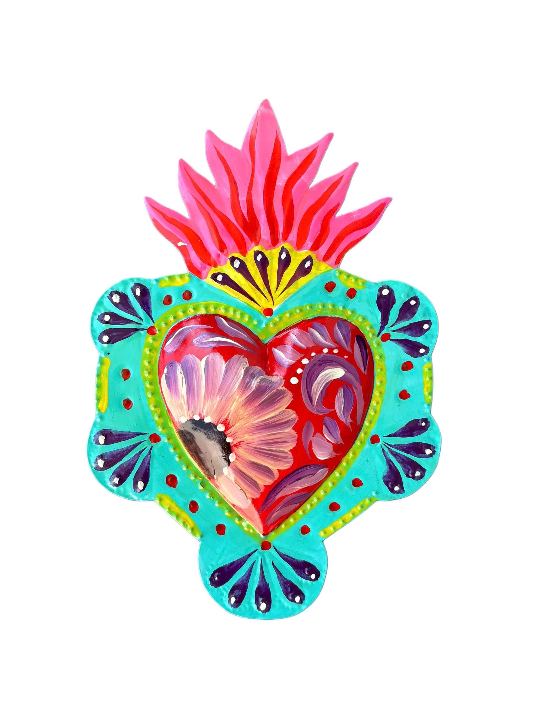 Mexican Tin Heart, Milagro Wall Decor, Folk Art - Etsy Israel