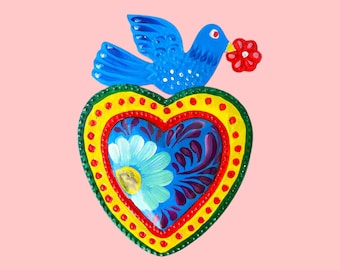 Mexican Tin Heart, Milagro Folk Art Wall Decor (10 Inch) - Etsy