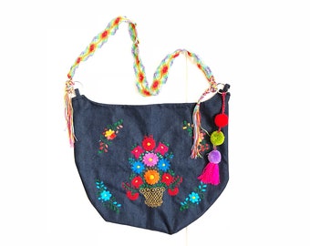 Mexican embroidered bag, Mexican dress bag, Huipil bag